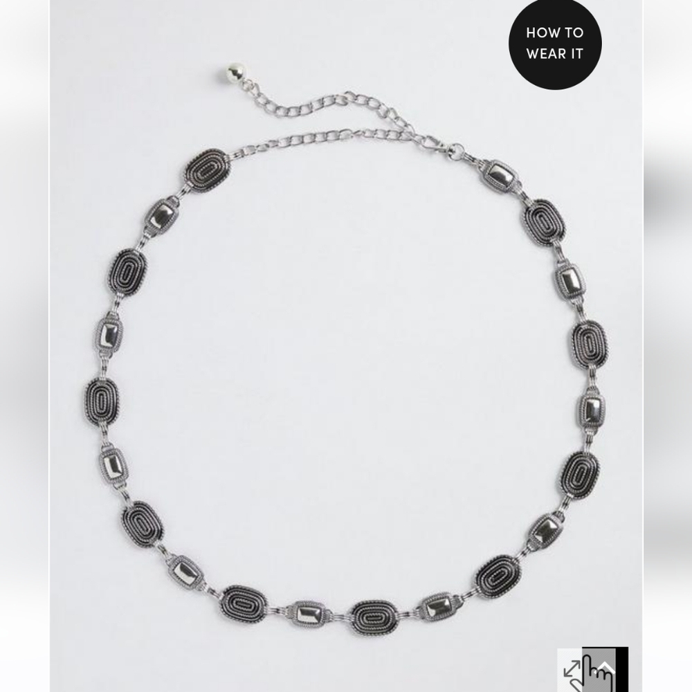 🆕️ 1X/2X ANTIQUED SILVER-TONE OVAL CHAIN BELT